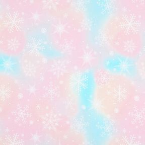 jersey di cotone Gradiente acquerello con fiocchi di neve | Glitzerpüppi – blu ghiaccio/rosé, 
