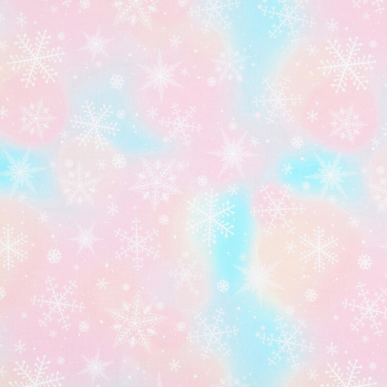 jersey di cotone Gradiente acquerello con fiocchi di neve | Glitzerpüppi – blu ghiaccio/rosé, image number 1