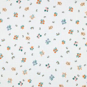 mussolina / tessuto doppio increspato fiorellini | Poppy Fabrics – avorio/arancio pesca, 