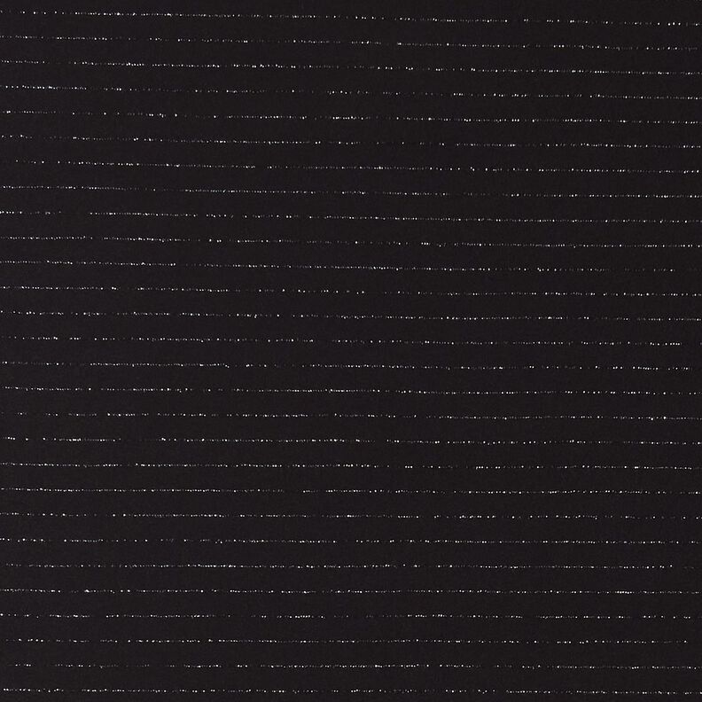Tessuto elasticizzato per pantaloni, glitterato, gessato – nero/argento effetto metallizzato,  image number 1
