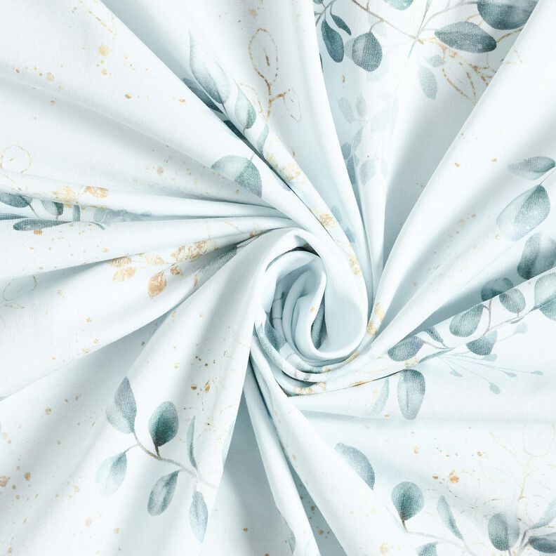 jersey di cotone Eucalipto | Glitzerpüppi – bianco/blu colomba,  image number 3