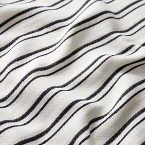 Tessuto crepe per camicetta a righe irregolari – bianco/nero, 