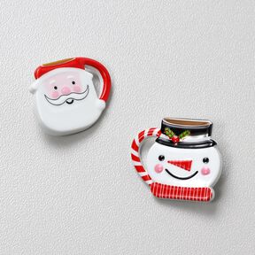 Bottone con gambo Pupazzo di neve [25 mm] – bianco/rosso, 
