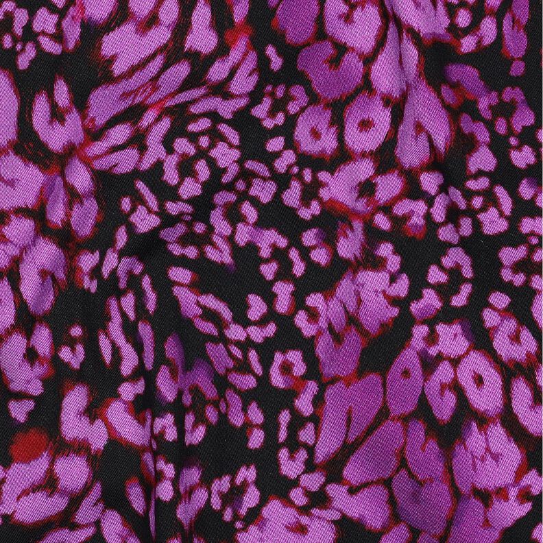 Viscosa elasticizzata con stampa digitale leopardo – nero/lillà rosso,  image number 2