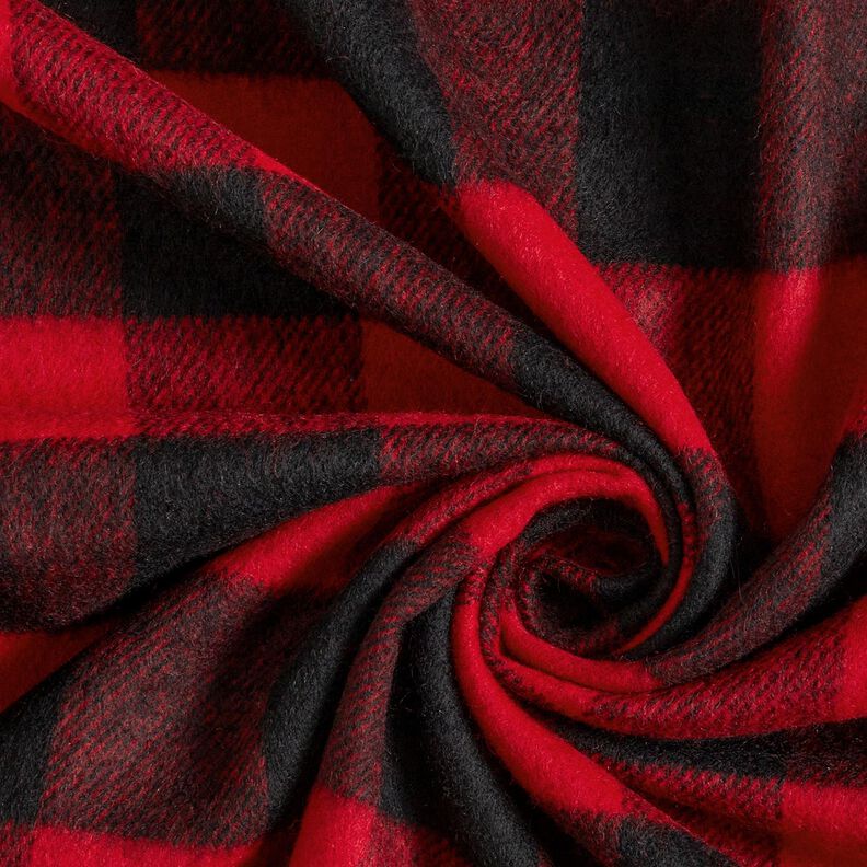 Tessuto per cappotti quadri scozzesi – rosso/nero,  image number 3