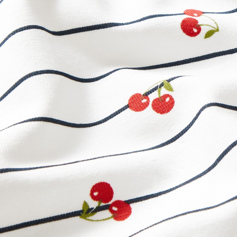jersey di cotone Strisce e ciliegie – bianco lana,  image number 2