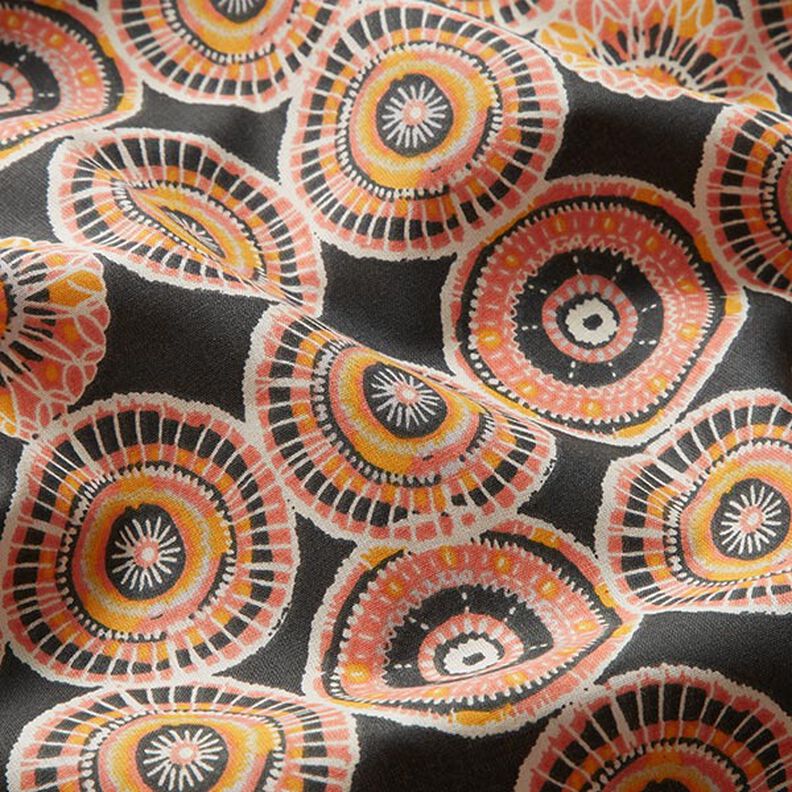 tessuto in cotone cretonne cerchi stile etnico – antracite,  image number 2