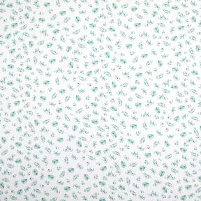 GOTS mussolina / tessuto doppio increspato Foglie della giungla | by Poppy – bianco/menta chiaro, 