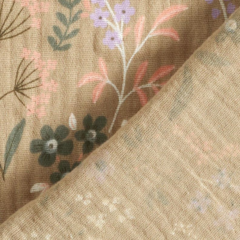 GOTS mussolina / tessuto doppio increspato Prato fiorito in primavera | Poppy Fabrics – beige scuro,  image number 4