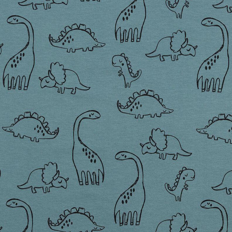 French terry, felpa estiva Grandi dinosauri scarabocchiati &ndash; blu,  image number 1