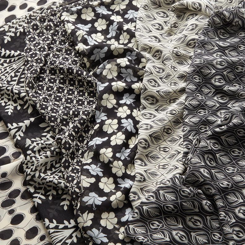 Grandi rami in chiffon &ndash; nero/bianco,  image number 5