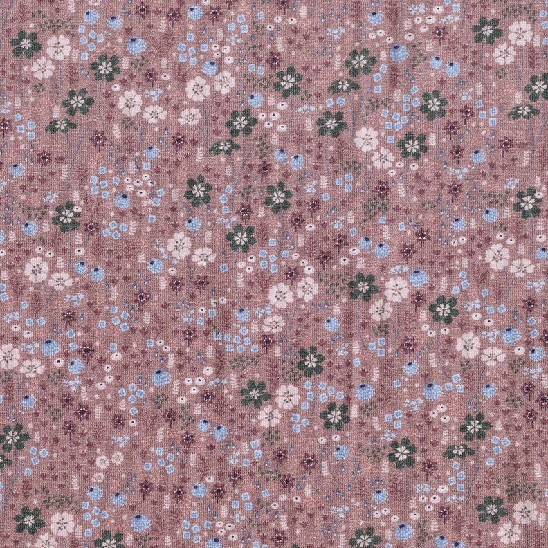 jersey di cotone Prato di fiori di bosco stampa digitale – rosa antico scuro,  image number 1