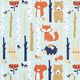 tessuto arredo mezzo panama animali del bosco – menta,  thumbnail number 1