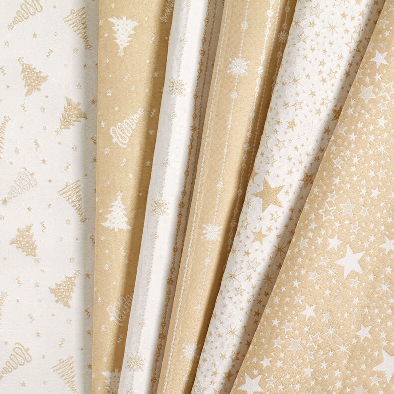 tessuto arredo Jacquard lurex Mare di stelle – beige chiaro/oro,  image number 5