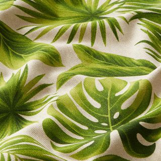 tessuto arredo mezzo panama foglie di monstera – naturale/verde, 