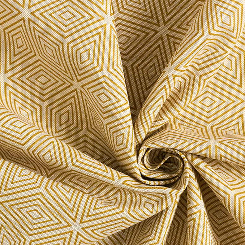 tessuto arredo mezzo panama, cubi 3D – giallo curry/naturale,  image number 3