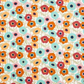 tessuto in cotone cretonne Fiori dipinti – eucalipto/bianco, 