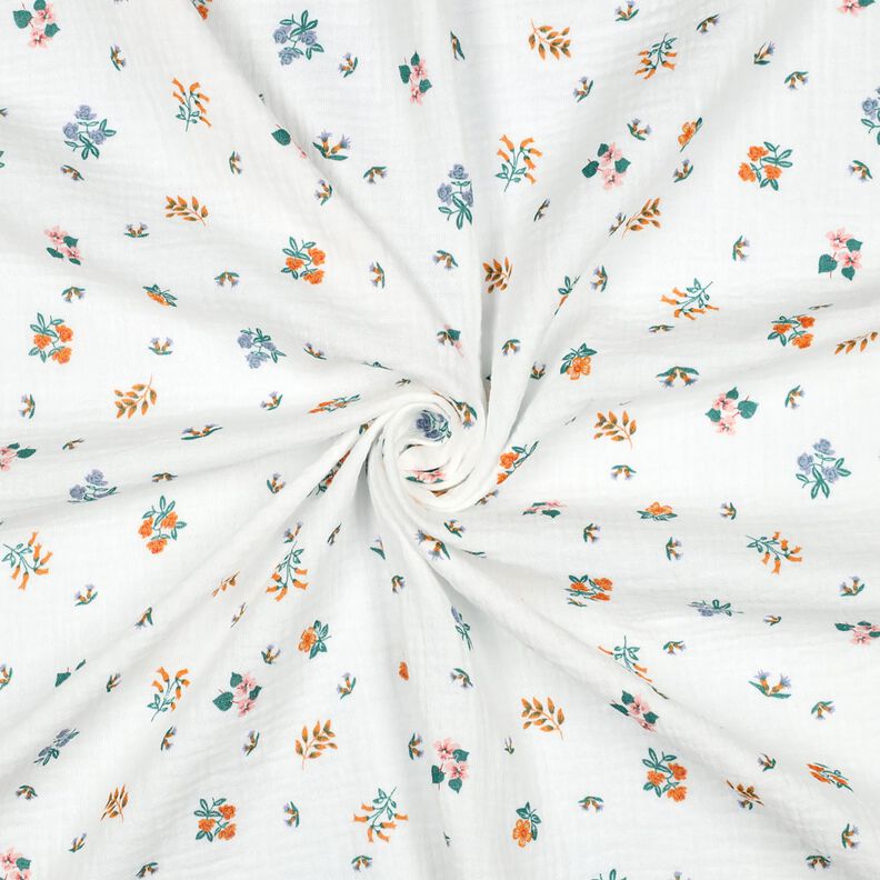 mussolina / tessuto doppio increspato fiorellini | Poppy Fabrics – avorio/arancio pesca, image number 3