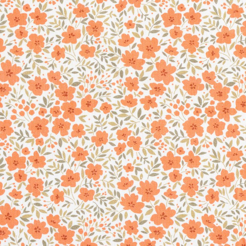tessuto arredo satin di cotone Mare di fiori – arancio pesca/bianco,  image number 1