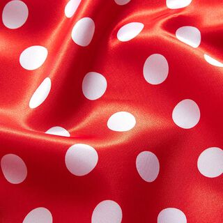 satin di poliestere, grandi pois – rosso/bianco, 