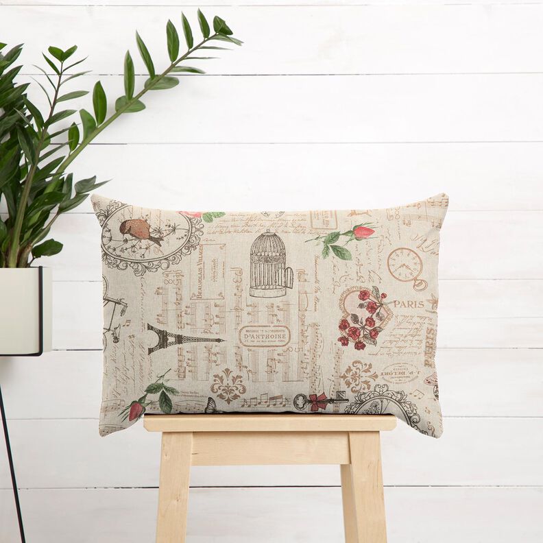 tessuto arredo mezzo panama Collage romantico – naturale/color bacca chiaro, image number 7