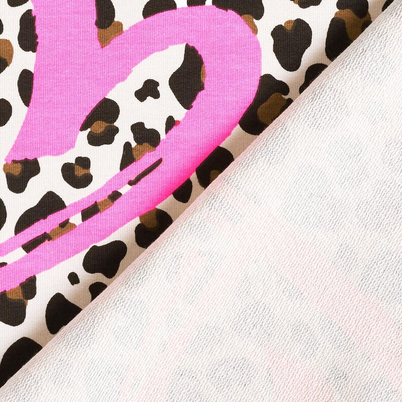 French terry, felpa estiva Cuori di leone e Neon – anacardo/fucsia neon, image number 4