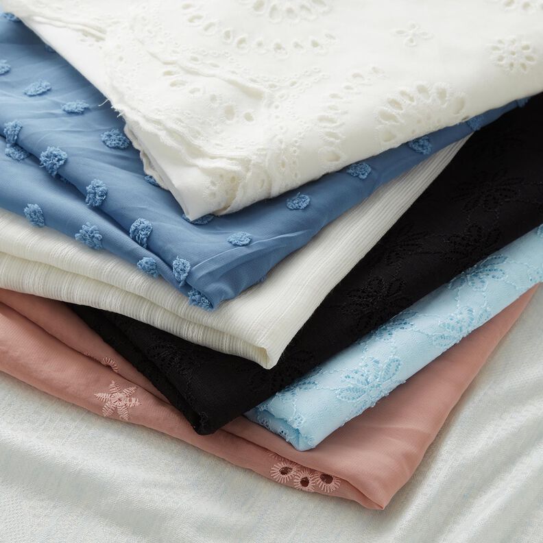 Chiffon dobby a pois grandi – blu brillante,  image number 5