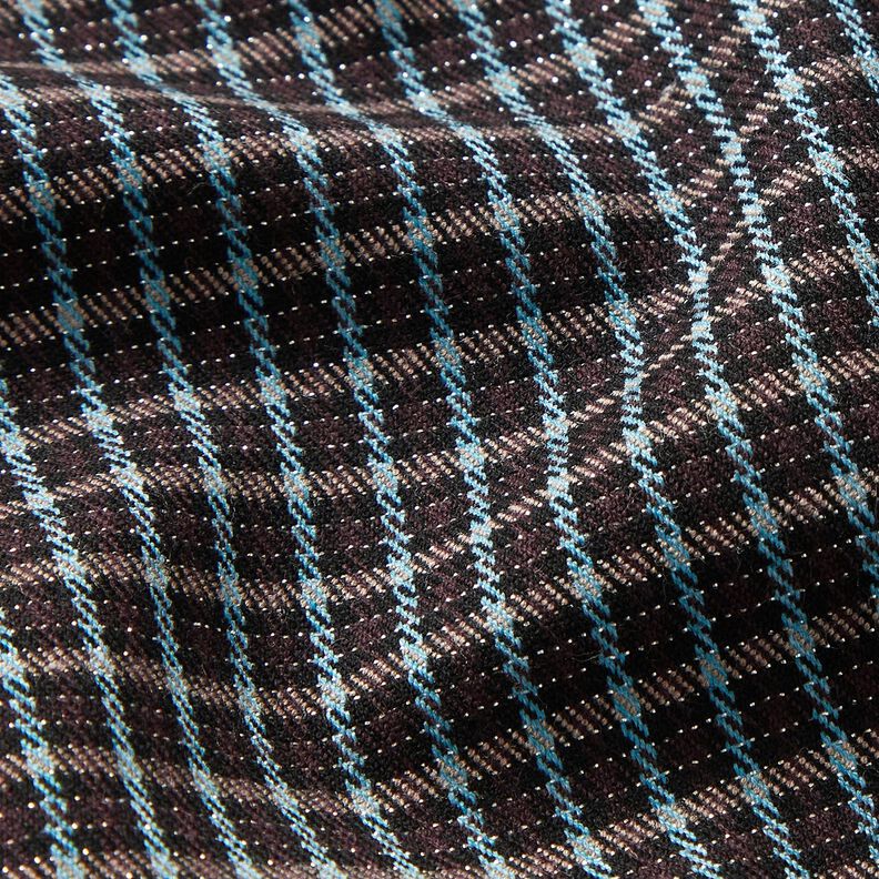 misto viscosa Quadri glitterati – turchese/marrone nerastro,  image number 2