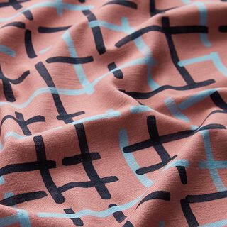 GOTS jersey di cotone quadri | Tula – rosa anticato, 