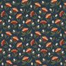 tessuto in cotone popeline Fiori delicati – nero-azzurro/terracotta,  thumbnail number 1