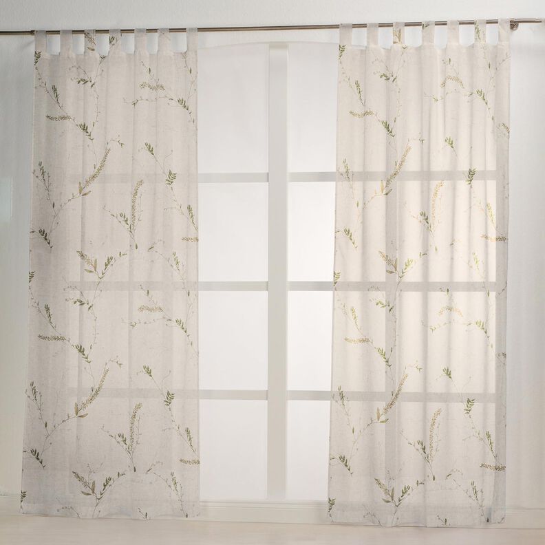 tessuto per tende a vetro voile delicati ramoscelli – naturale/pino scuro,  image number 7