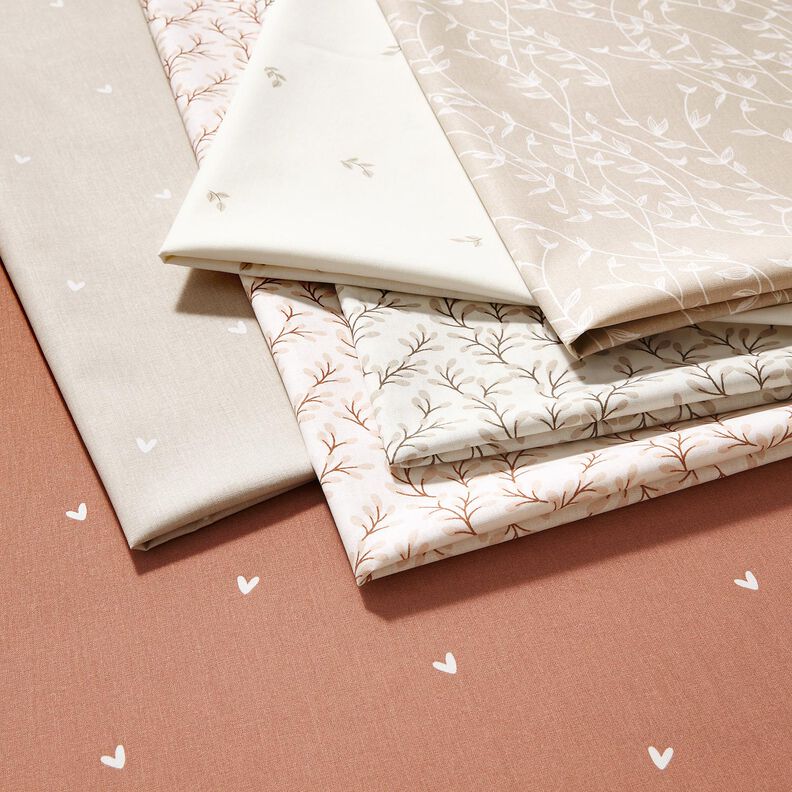 popeline di cotone Rami con foglie – bianco/anemone,  image number 5