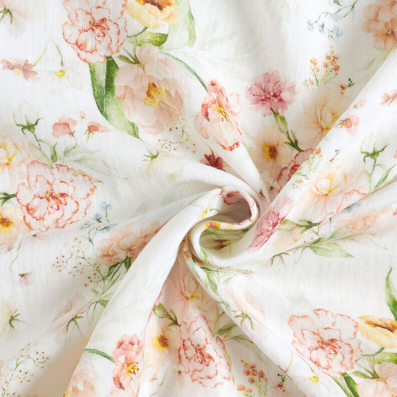mussolina / tessuto doppio increspato Mazzi di fiori stampa digitale – bianco lana,  image number 3