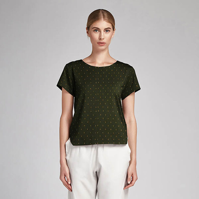 tessuto in viscosa, gocce glitter – verde scuro,  image number 9