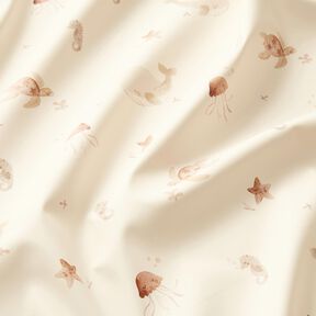 tessuto per impermeabili Delicato mondo sottomarino stampa digitale – crema, 
