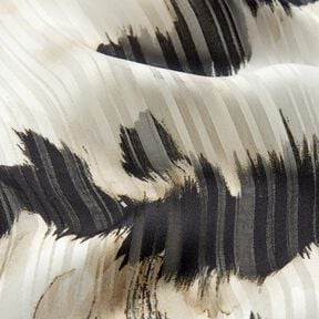 Chiffon a righe e pois devoré – bianco/nero, 