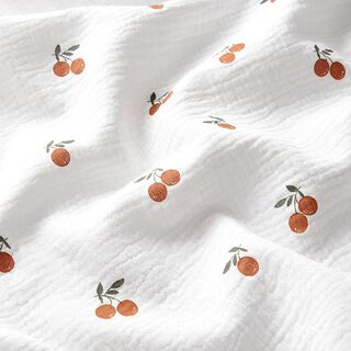 mussolina / tessuto doppio increspato aranci – bianco, 