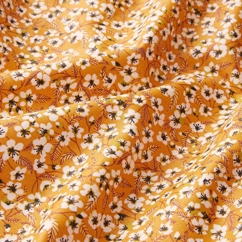 cotone rivestito Boccioli floreali – giallo curry/bianco,  image number 3