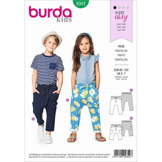 pantalone con elastico in vita per bambini , Burda 9342 | 92 - 122, 