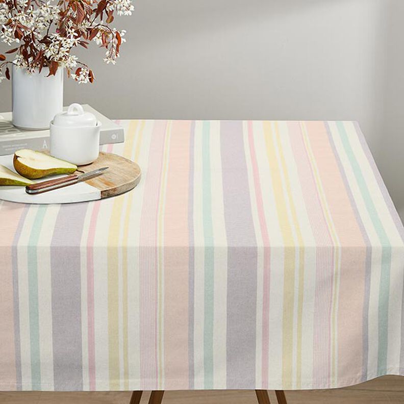 tessuto arredo mezzo panama Mix colorato a strisce riciclato – lillà pastello,  image number 7