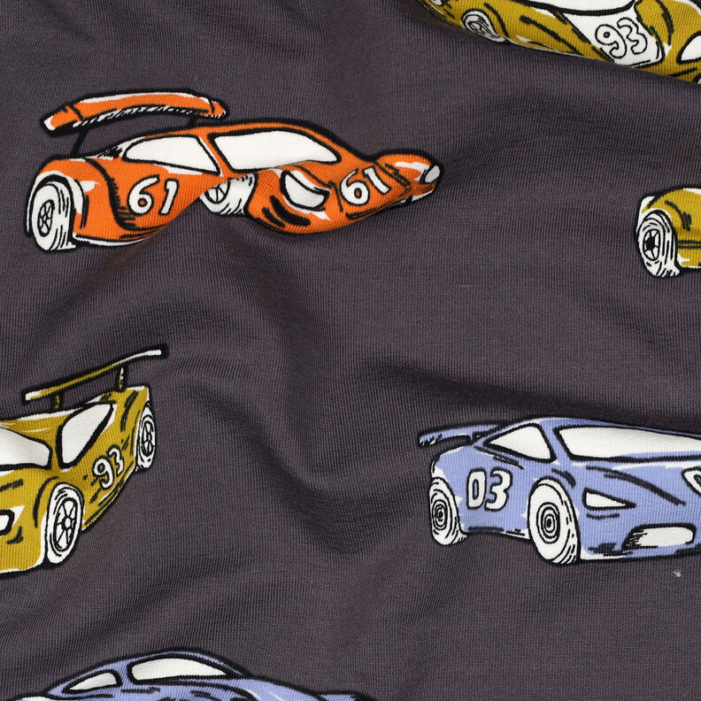 French terry, felpa estiva Automobili da corsa | Poppy Fabrics – grigio, image number 2