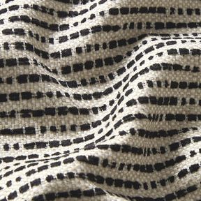 tessuto arredo Jacquard Strisce rustiche – nero/naturale, 