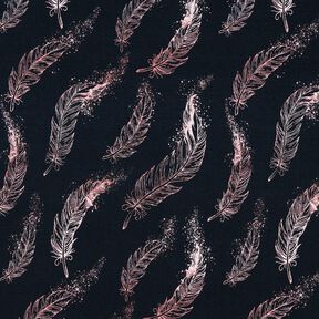 jersey di cotone Piume d'oro | Glitzerpüppi – nero-azzurro/rosa antico scuro, 