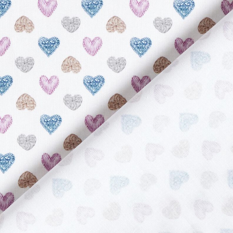tessuto in cotone popeline teneri cuori – bianco/violetto pastello,  image number 4