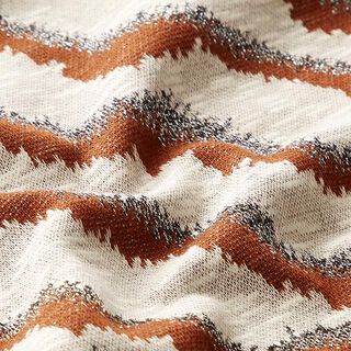 maglia jacquard glitter, motivo zebrato – bianco lana/marrone capriolo, 