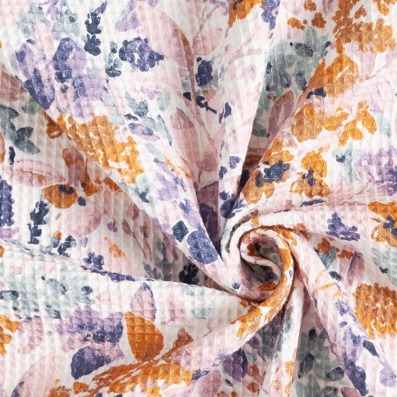 piqué nido d’ape fiori acquerello | Poppy Fabrics – bianco/lavanda, image number 3