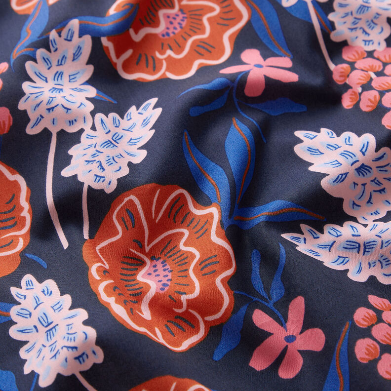 popeline di cotone Fresh Flowers | Nerida Hansen – blu notte,  image number 2