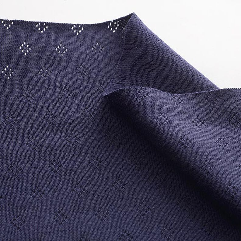 jersey maglia fine con motivi traforati – blu marino,  image number 4