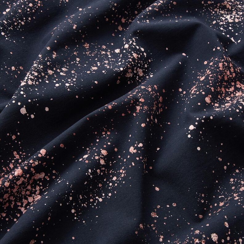 jersey di cotone Riflessi dorati | Glitzerpüppi – nero-azzurro/rosa antico scuro,  image number 2