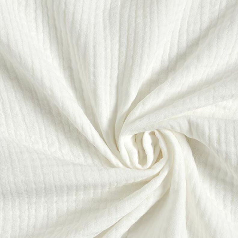 GOTS Mussola di cotone a tre strati – bianco lana,  image number 1